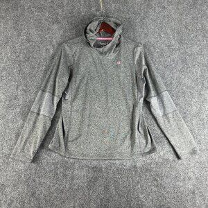 Columbia Hoodie Women Large Gray Powertrain Pullover PInk Logo